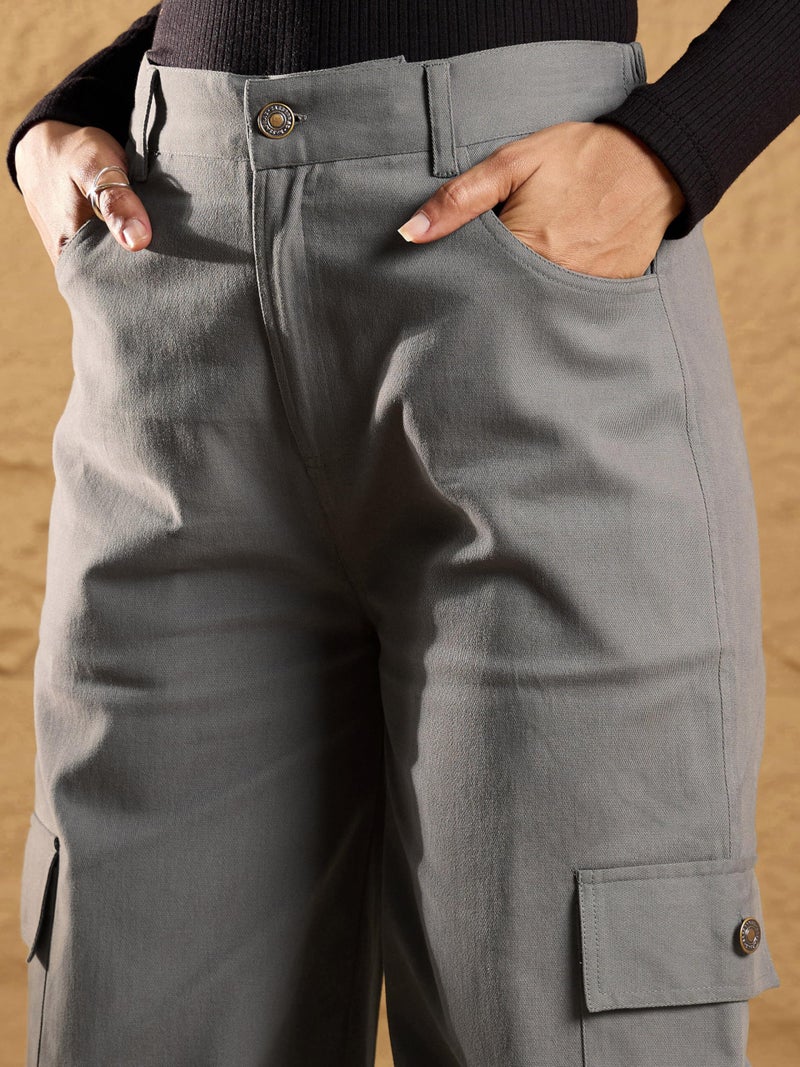 SASSAFRAS Grey Pocket Loop Detail Cargo Pants - Image 4