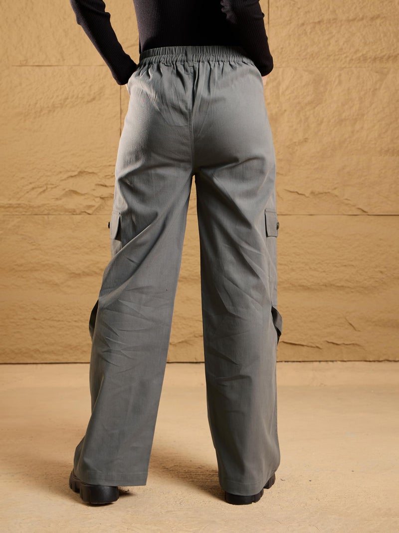 SASSAFRAS Grey Pocket Loop Detail Cargo Pants - Image 5