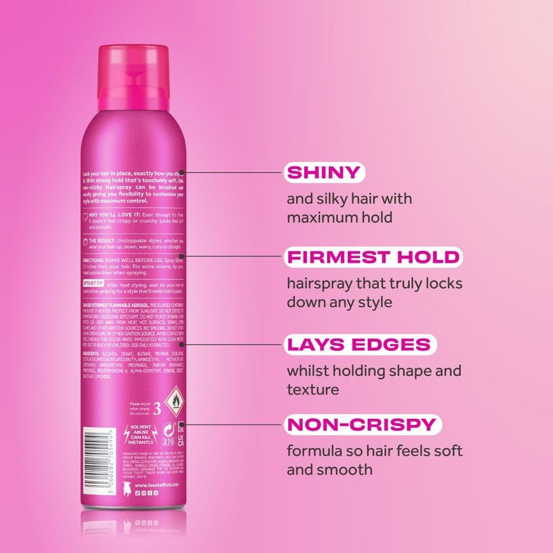 Lee Stafford Hairspray | Hold Tight Hair Spray - Best Strong Long Lasting Extra Hold Styling Mist, Anti Frizz, Freeze in Place, Adds Shine, Volumizing, Unscented, Lightweight, 6.1 Oz - Image 3