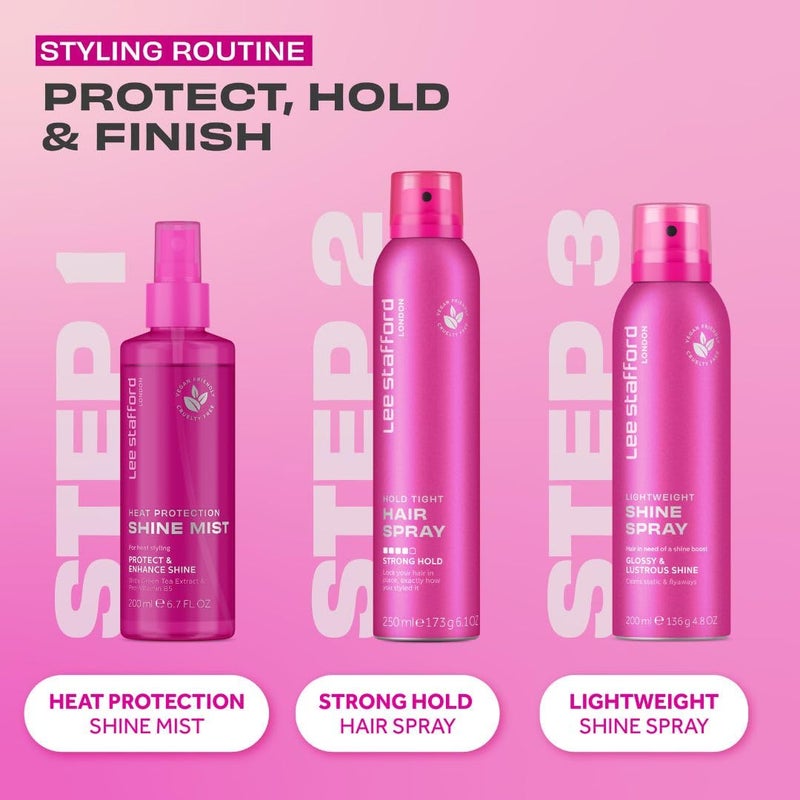 Lee Stafford Hairspray | Hold Tight Hair Spray - Best Strong Long Lasting Extra Hold Styling Mist, Anti Frizz, Freeze in Place, Adds Shine, Volumizing, Unscented, Lightweight, 6.1 Oz - Image 4