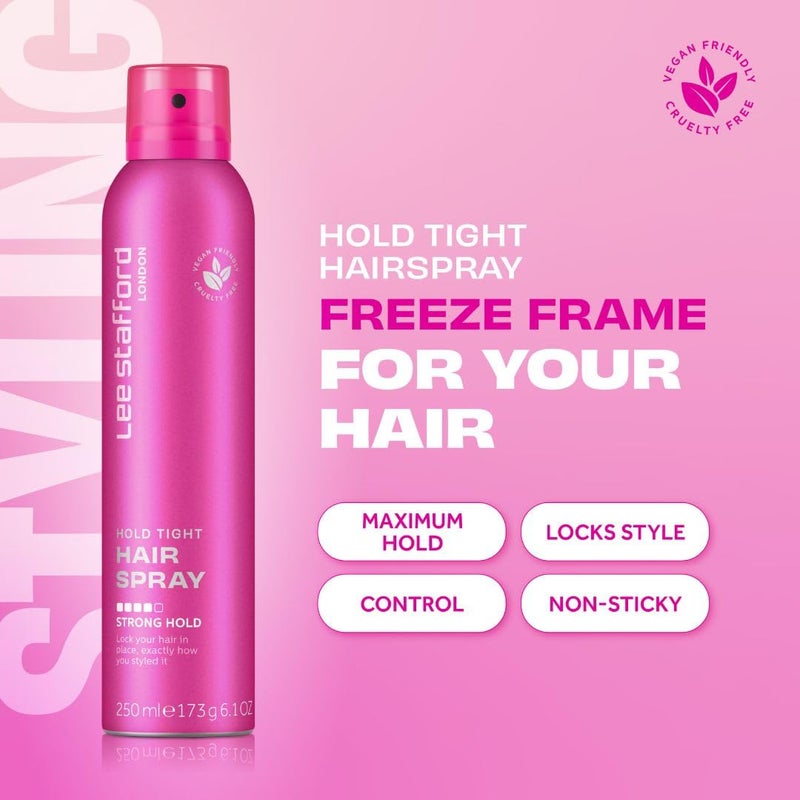 Lee Stafford Hairspray | Hold Tight Hair Spray - Best Strong Long Lasting Extra Hold Styling Mist, Anti Frizz, Freeze in Place, Adds Shine, Volumizing, Unscented, Lightweight, 6.1 Oz - Image 2