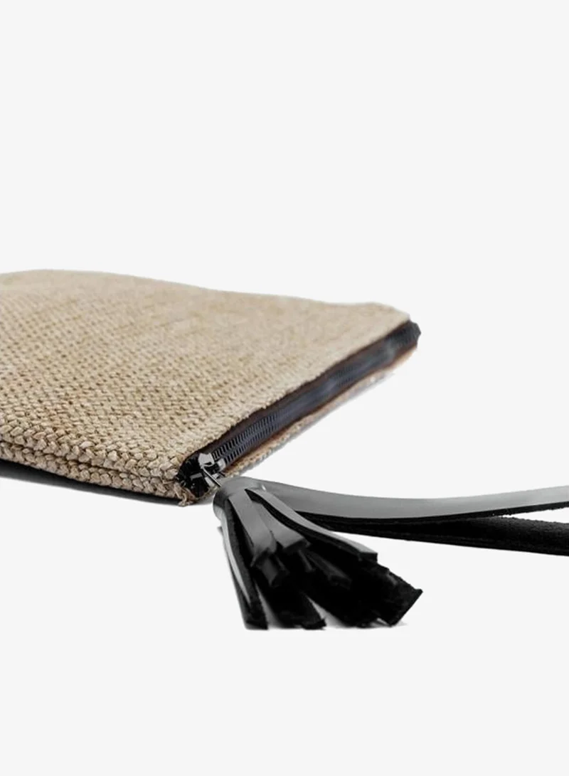 Shule Bags  Juno Tassel Detailed Straw Clutch Bag – Black. for Women | Best Price UAE