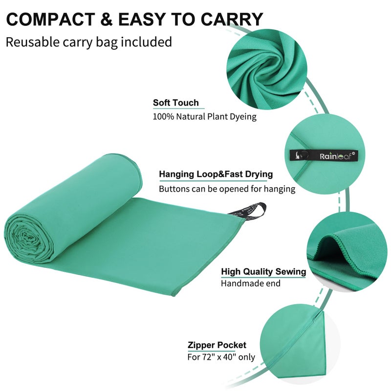 Rainleaf Microfiber Towel Perfect Travel & Gym & Camping Towel. Quick Dry - Super Absorbent - Ultra Compact - Lightweight. Suitable for Trip, Beach, Shower, Backpacking, Pool - Image 3