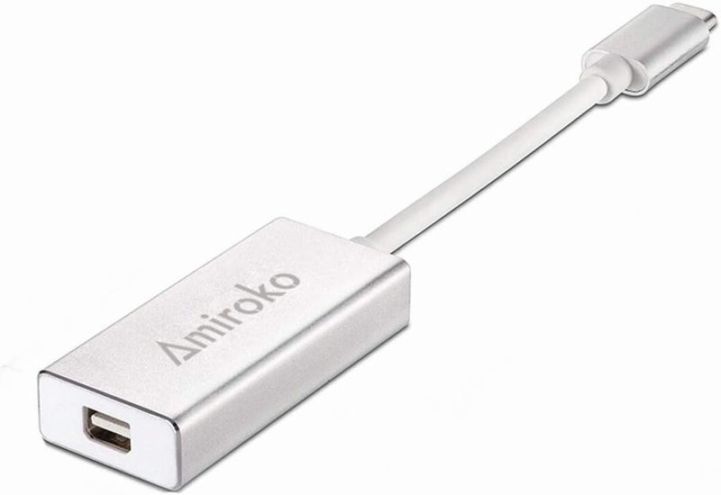Amiroko USB-C to Mini DisplayPort Adapter, USB 3.1 Type C (Thunderbolt 3) to Mini DP Adapter 4K Compatible with Lenovo T470, MacBook Pro to LED Cinema Display/Dell Monitor, etc - Silver - Image 1