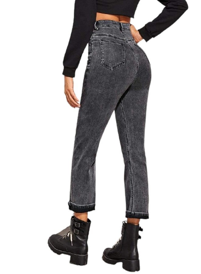 KOTTY Black and Grey Cotton Lycra Slim High Rise Women Jeans -KTTWOMENSJEANS706XL - Image 3