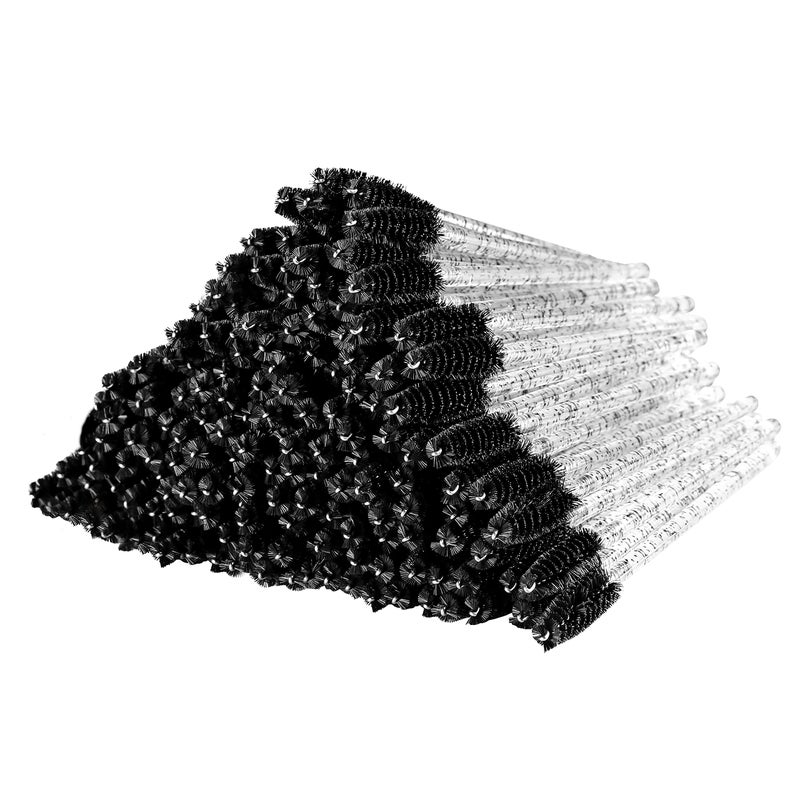 300 Pcs Disposable Crystal Mascara Wand Eyelash Brush Applicator Eyebrow Brush for EyeLash Extension Supplies Black