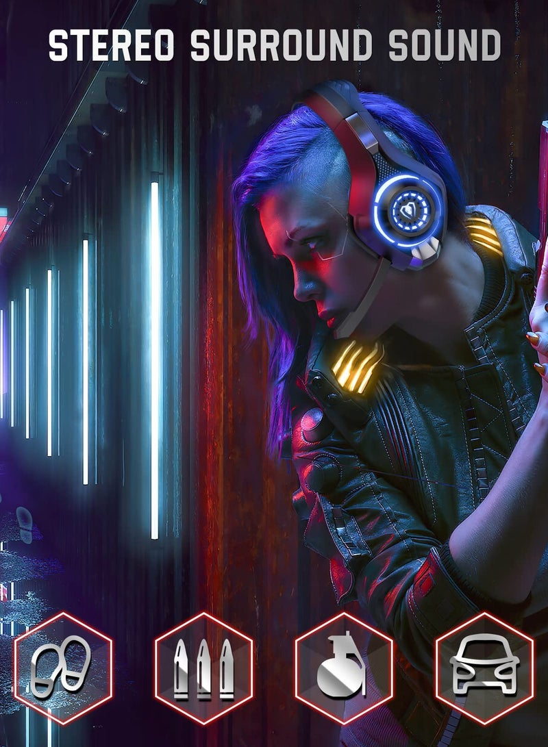 Multi-Platform Gaming Headset for PS4, PS5, Xbox One, Switch, and PC - Noise Cancelling Over-Ear Headphones with Microphone for Mac and Laptop, Featuring Deep Bass Stereo Sound. - Image 4