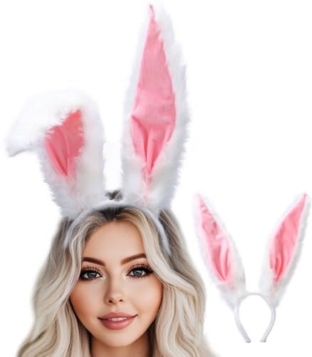 Uranian Bunny Ears Headbands White Rabbit Ears Hairbands Bunny Headband Easter Party Headwear Cosplay Costume Hair Accessories for Women - Image 1