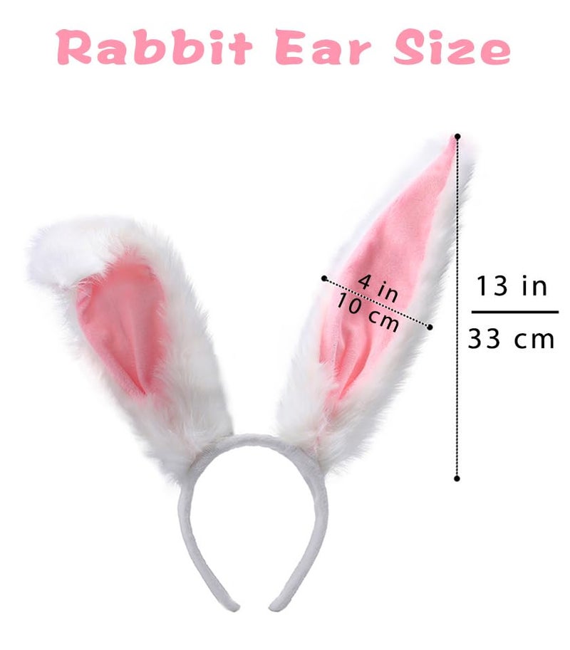Uranian Bunny Ears Headbands White Rabbit Ears Hairbands Bunny Headband Easter Party Headwear Cosplay Costume Hair Accessories for Women - Image 4