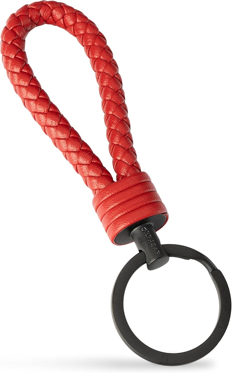 SERASAR Leather Car Keychain with Stainless Steel Key Ring - Additional Rings for Small Keys - Ideal for Cars, Motorcycles, Bicycles and Home - With Gift Box for Men and Women - Image 2