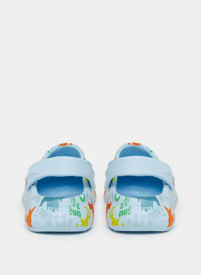 تايك تو Take Two Boys Graphic Print Heel Strap Clogs