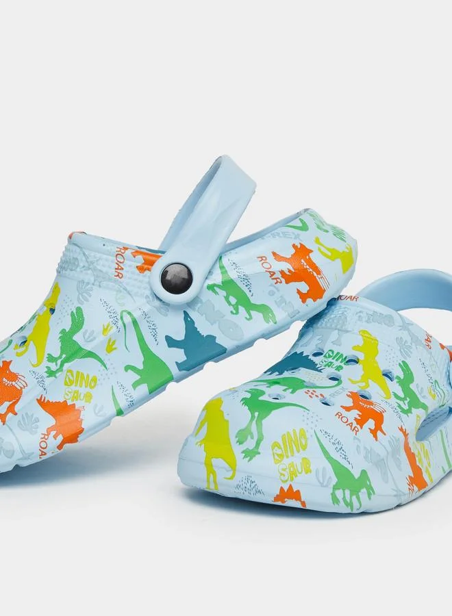 تايك تو Take Two Boys Graphic Print Heel Strap Clogs