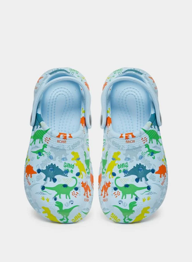 تايك تو Take Two Boys Graphic Print Heel Strap Clogs