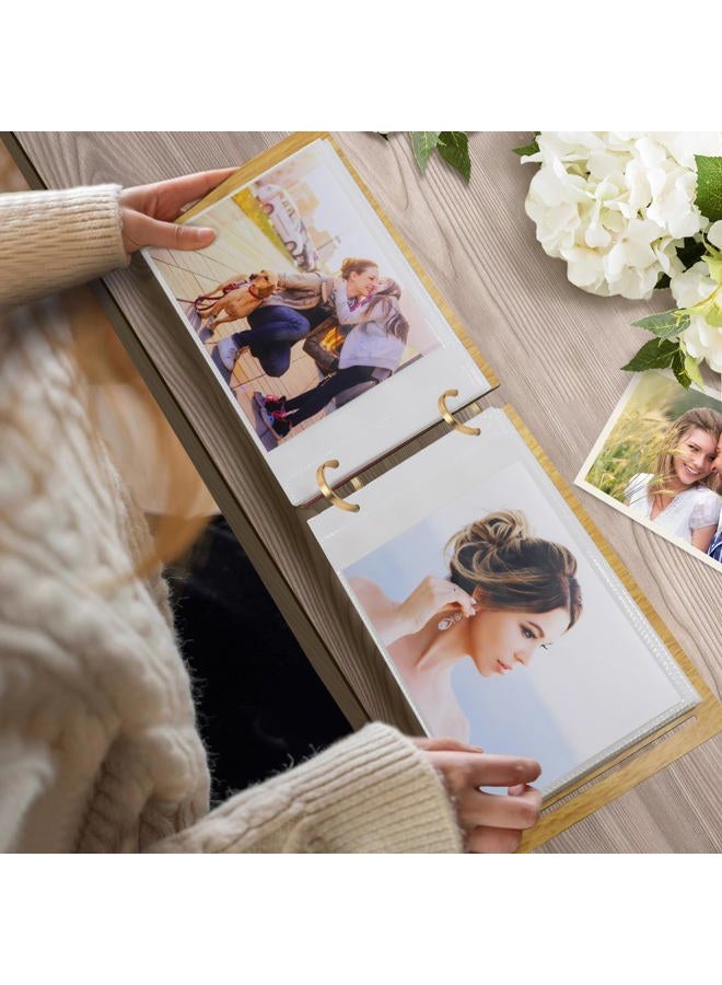 ZEEYUAN ألبوم صور تقويم قابل للإدخال 13 × 18 لألبوم الصور لإدخال إطار الصورة للوقوف ألبوم خشبي قابل للإدخال لـ 60 صورة - Image 2