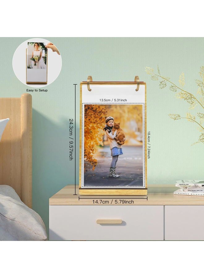 ZEEYUAN ألبوم صور تقويم قابل للإدخال 13 × 18 لألبوم الصور لإدخال إطار الصورة للوقوف ألبوم خشبي قابل للإدخال لـ 60 صورة - Image 5