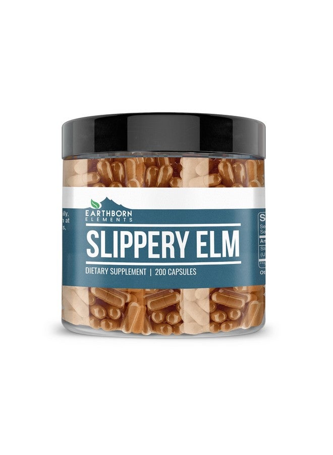 Earthborn Elements Slippery Elm 200 Capsules, Pure & Undiluted, No Additives - Image 1