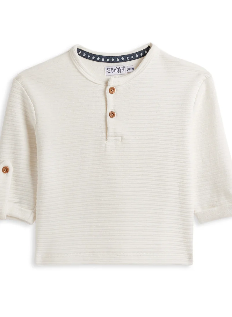 Dirkje BOYS 2Pc Set - Chinese collar Textured Shirt with Elasticated Cargo Trousers
