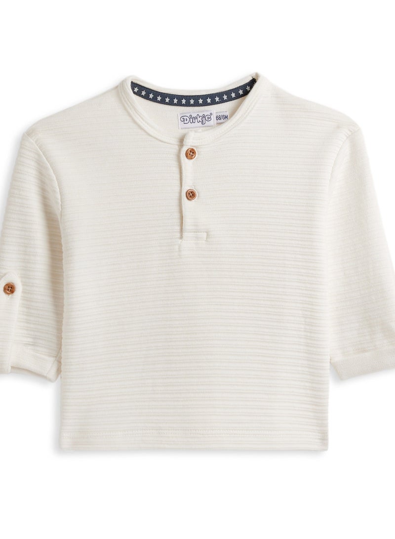 Dirkje BOYS 2Pc Set - Chinese collar Textured Shirt with Elasticated Cargo Trousers - Image 2