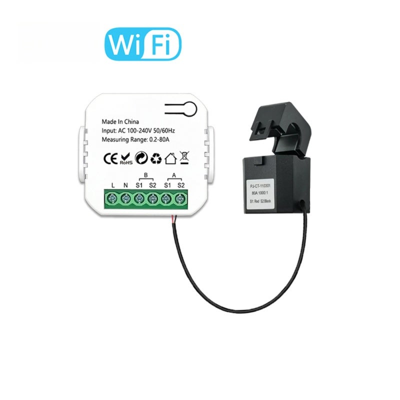 عداد الطاقة الذكي Tuya WiFi لأنظمة الطاقة الشمسية الكهروضوئية، مراقبة ثنائية الاتجاه للإنتاج والاستهلاك، مع إمكانية التحكم عبر تطبيق الهاتف المحمول، ومزود بمحول تيار (CT) لمراقبة الطاقة - Image 1
