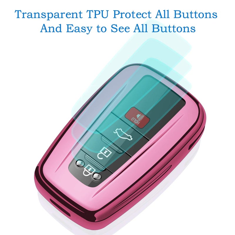 Autophone for Toyota Key Fob Cover with Keychain Soft TPU Key Shell Case,For 2019-2026 Rav4 2020-2022 Highlander Corolla Prius 2018-2024 Camry C-HR Avalon GT86 2021-2024 4runner(Pink) - Image 5