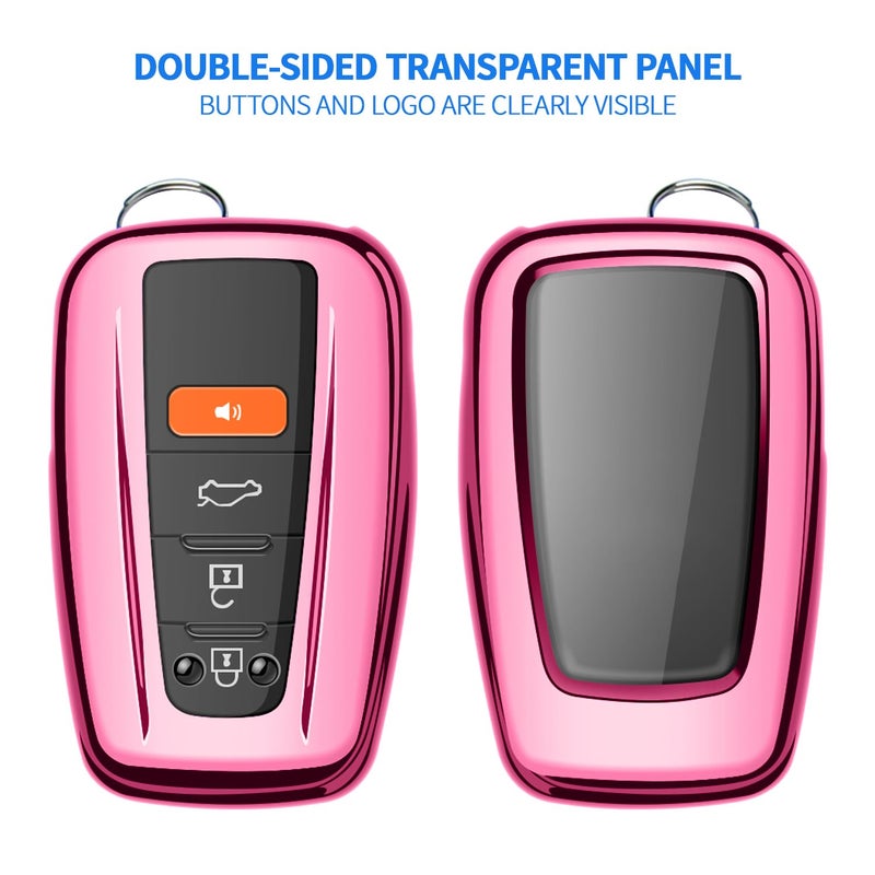 Autophone for Toyota Key Fob Cover with Keychain Soft TPU Key Shell Case,For 2019-2026 Rav4 2020-2022 Highlander Corolla Prius 2018-2024 Camry C-HR Avalon GT86 2021-2024 4runner(Pink) - Image 3