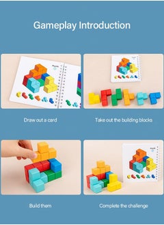 GROIC 3D Architectural Space Master, Creative Colourful Building Blocks, Critical Thinking Game, Educational Stack Puzzles, Wooden Early Education Toys with 100 Active Pages and a Storage Bag.  - Image 3