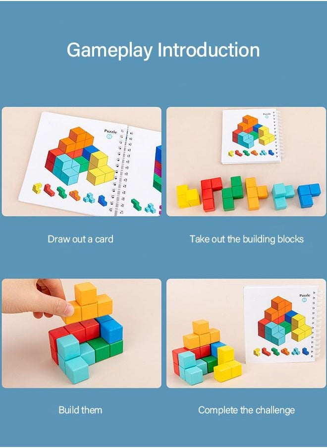 GROIC - 3D Architectural Space Master, Creative Colourful Building Blocks, Critical Thinking Game, Educational Stack Puzzles, Wooden Early Education Toys with 100 Active Pages and a Storage Bag. - Image 1