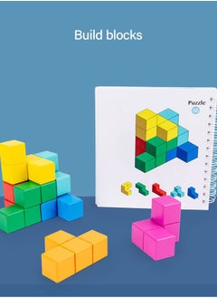 GROIC 3D Architectural Space Master, Creative Colourful Building Blocks, Critical Thinking Game, Educational Stack Puzzles, Wooden Early Education Toys with 100 Active Pages and a Storage Bag.  - Image 2