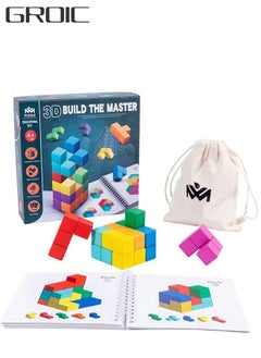 GROIC 3D Architectural Space Master, Creative Colourful Building Blocks, Critical Thinking Game, Educational Stack Puzzles, Wooden Early Education Toys with 100 Active Pages and a Storage Bag.  - Image 1