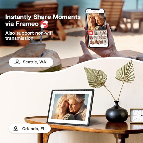 Pastigio إطار صور رقمي، إطار Frameo الرقمي 10.1 بوصة واي فاي، ذاكرة 32 جيجابايت، شاشة لمس عالية الدقة 1280*800، قابل للتعليق على الحائط، دوران تلقائي، مشاركة فورية، هدايا زفاف، هدايا عيد ميلاد للنساء، الأمهات - Image 4