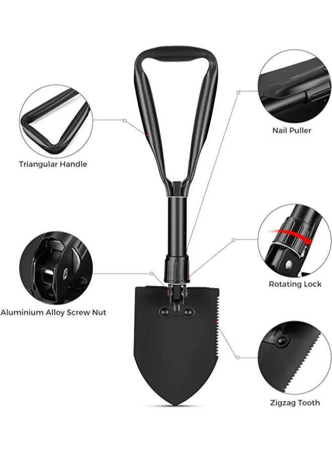 Mini Folding Shovel High Carbon Steel, Portable Lightweight Outdoor Tactical Survival Foldable Mini Shovel, Entrenching Tool, Camping, Hiking, Digging, Backpacking, Car Emergency  - Image 4