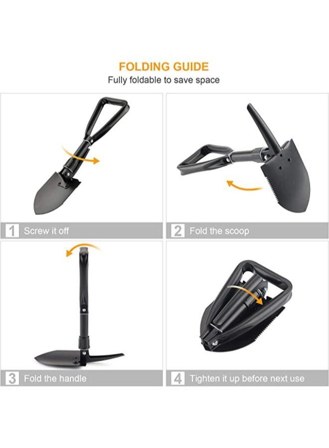 Mini Folding Shovel High Carbon Steel, Portable Lightweight Outdoor Tactical Survival Foldable Mini Shovel, Entrenching Tool, Camping, Hiking, Digging, Backpacking, Car Emergency  - Image 3