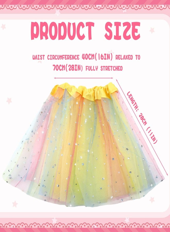 جاجيلي تنورة باليه توتو للبنات من جاجيلي، 9 قطع، بألوان قوس قزح، 3 طبقات، تنورة توتو منفوشة متعددة الألوان للأميرة، مناسبة لحفلات أعياد الميلاد للأطفال الصغار (بتصميم مشرق) - Image 3