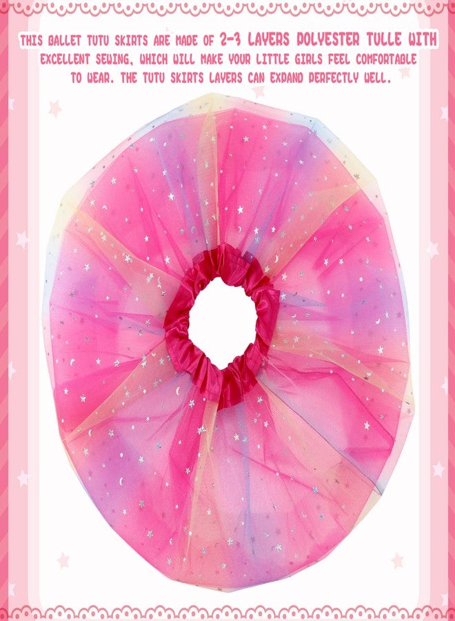 جاجيلي تنورة باليه توتو للبنات من جاجيلي، 9 قطع، بألوان قوس قزح، 3 طبقات، تنورة توتو منفوشة متعددة الألوان للأميرة، مناسبة لحفلات أعياد الميلاد للأطفال الصغار (بتصميم مشرق) - Image 2