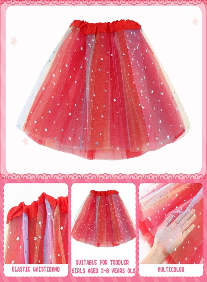 جاجيلي تنورة باليه توتو للبنات من جاجيلي، 9 قطع، بألوان قوس قزح، 3 طبقات، تنورة توتو منفوشة متعددة الألوان للأميرة، مناسبة لحفلات أعياد الميلاد للأطفال الصغار (بتصميم مشرق) - Image 4