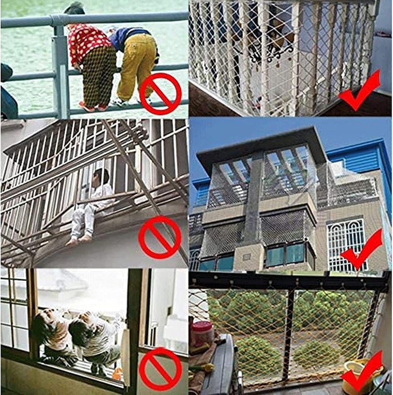 Durable Nylon Balcony Safety Netting - Tear-Resistant Mesh Fence for Fall Protection, 5cm Mesh, 1x5m Size - Ideal for Child & Pet Safety Outdoors - Image 4