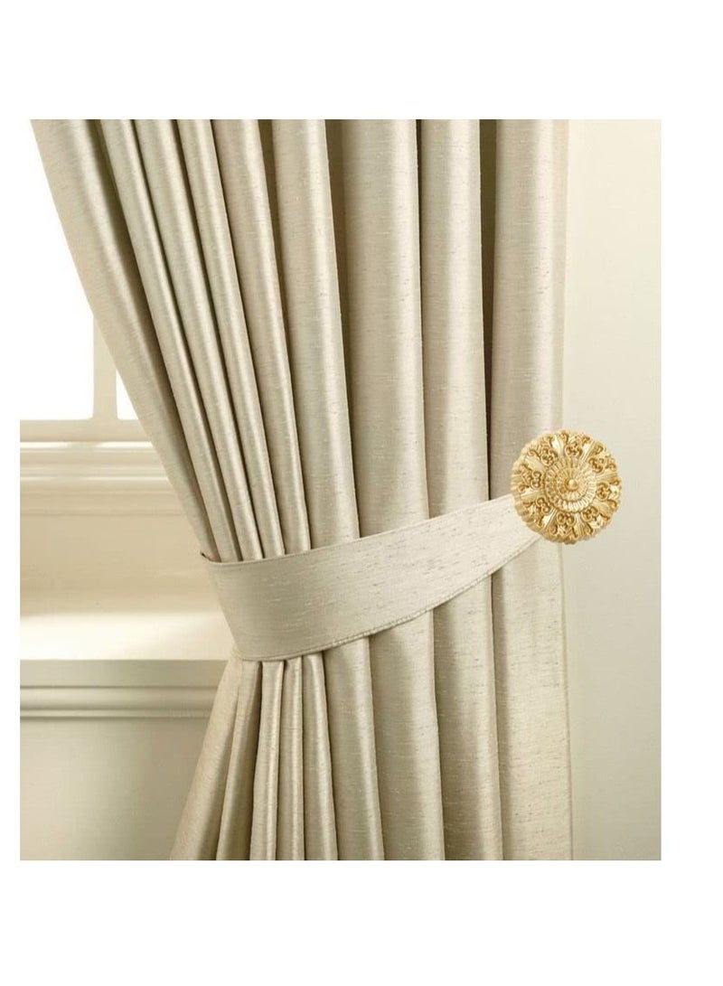 IDT 1 Pair Curtain Holdbacks Window Tie Backs Holders For Bedroom Wall Office Decor Home Sheer Blackout Drapes Blind Curtains Decorations Accessories Buckle Hooks Golden Colour - Image 1