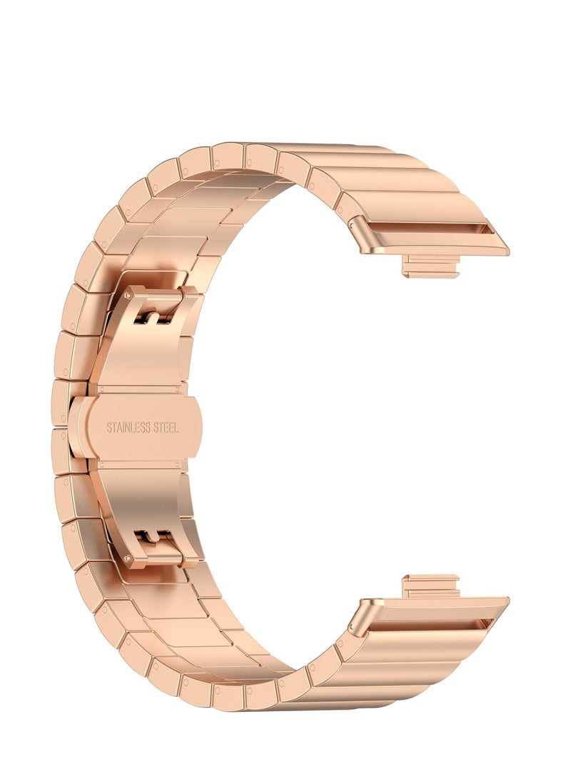 Straps Compatible with Huawei Watch Fit 3 Strap Metal Stainless Steel Bands Replacement Solid Band Business Bracelet for Huawei Watch Fit3 (RoseGold) - Image 4