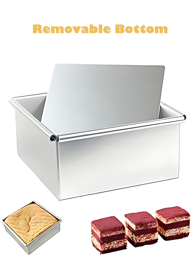 Square Pan for Brownie Cake 8 Inches with Removable Bottom Aluminum Cheesecake Pan Chiffon Cake Mold Non-stick Square Baking Mold  - Image 3