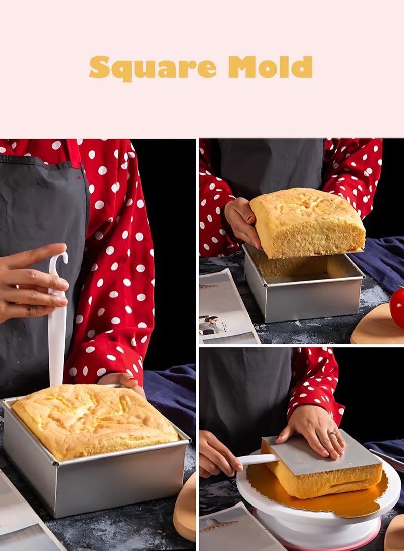 Square Pan for Brownie Cake 8 Inches with Removable Bottom Aluminum Cheesecake Pan Chiffon Cake Mold Non-stick Square Baking Mold  - Image 5