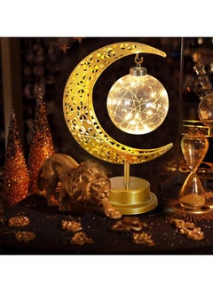 VUCATIN Ramadan Decoration Lights Warm White Ramadan Lamp for Festival Home Decorations Gold Decorative Ramadan Lights with Moon Shape  - Image 3