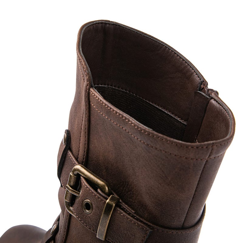 GLOBALWIN Fashion Ankle Boots For Women Brown Biker Boots Low Heel Motorcycle Boots Size 10M - Image 4