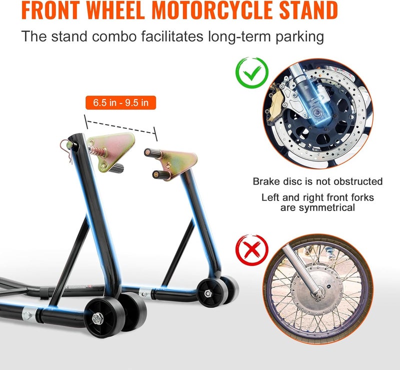 VEVOR Motorcycle Stand Lift 850lbs Front Rear Combo Stand for Yamaha, Honda, Kawasaki, Suzuki - Image 4