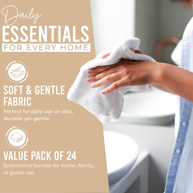 DAN RIVER 24 Pack Wash Cloths for Showering [12x12] - 100% Cotton Washcloths Premium Quality Flannel Face Cloths for Bathroom, Highly Absorbent and Soft Feel Wash Clothes, Tan - Image 3