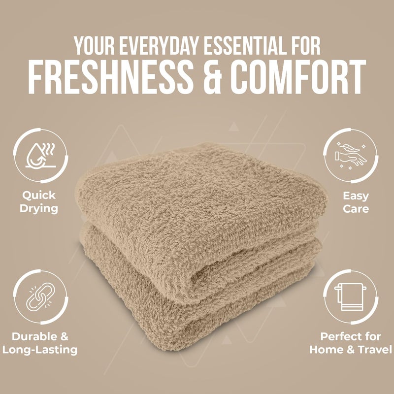 DAN RIVER 24 Pack Wash Cloths for Showering [12x12] - 100% Cotton Washcloths Premium Quality Flannel Face Cloths for Bathroom, Highly Absorbent and Soft Feel Wash Clothes, Tan - Image 5
