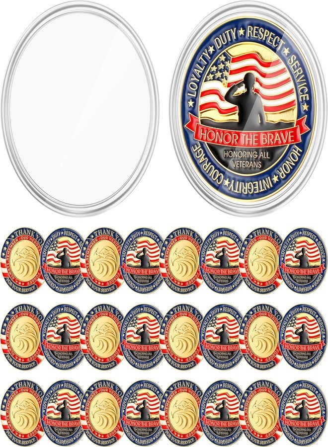 Kigeli 48 Pcs Veterans Military Challenge Coin with Protective Box Thank You for Your Service Appreciation Gift Commemorative Army Military Coins for Memorial Day Men Women, 1.57 x 0.11'' - Image 1