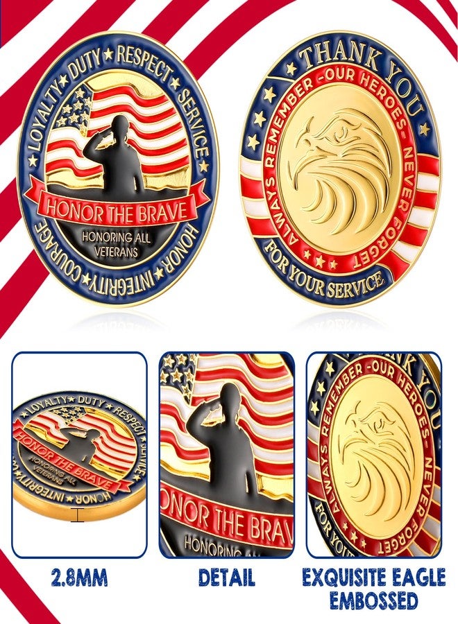 Kigeli 48 Pcs Veterans Military Challenge Coin with Protective Box Thank You for Your Service Appreciation Gift Commemorative Army Military Coins for Memorial Day Men Women, 1.57 x 0.11'' - Image 4