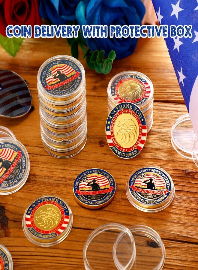 Kigeli 48 Pcs Veterans Military Challenge Coin with Protective Box Thank You for Your Service Appreciation Gift Commemorative Army Military Coins for Memorial Day Men Women, 1.57 x 0.11'' - Image 3