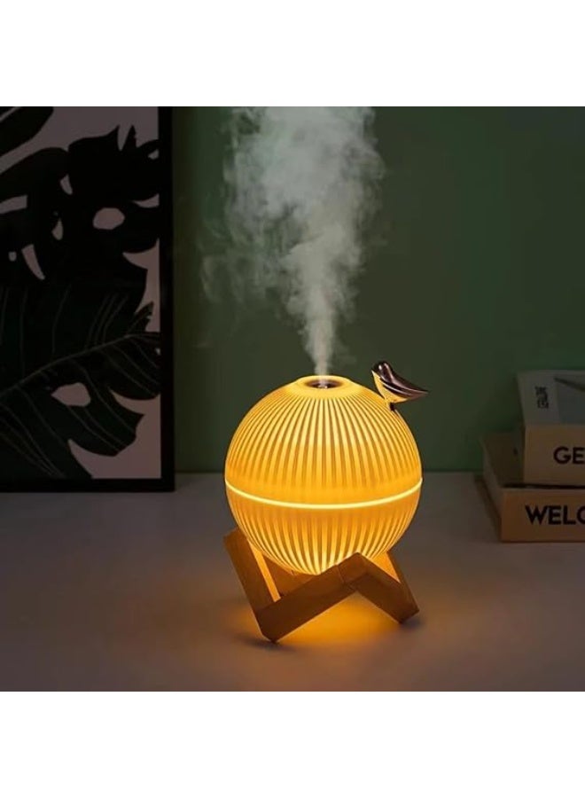 Elegant "Lark" Design Aroma Diffuser Humidifier - 330ml with Warm Night Light and Wooden Stand - USB Powered - Perfect for Bedroom, Yoga, Office (Bird) - Image 1