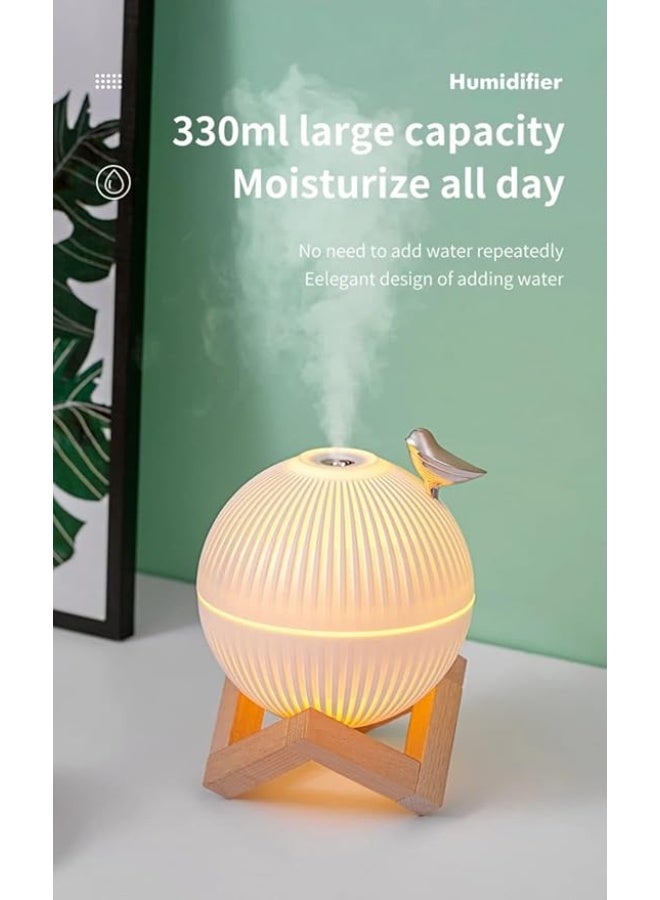 Elegant "Lark" Design Aroma Diffuser Humidifier - 330ml with Warm Night Light and Wooden Stand - USB Powered - Perfect for Bedroom, Yoga, Office (Bird) - Image 4